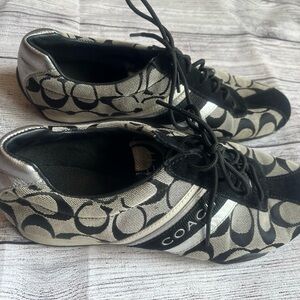 Coach Black and Silver Signature Monogram Sneakers